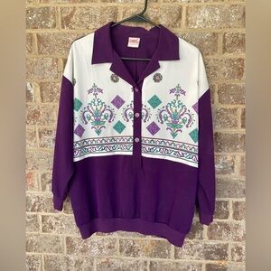 Vintage GW Division of Graff shirt Purple Size Large Grandma Mardi Gras